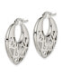 Stainless Steel Polished Fancy Cut out Hoop Earrings