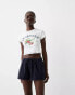 Bershka linen look tie waist shorts in rich navy