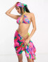 Фото #1 товара South Beach sarong and beach scarf in neon marble print