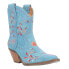 Dingo Sugar Bug Floral Embroidery Round Toe Cowboy Booties Womens Blue Casual Bo