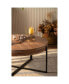 33.86"Modern Retro Splicing Round Coffee Table, Fir Wood Table Top With Black Cross Legs Base