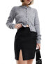 Фото #1 товара Miss Selfridge bengaline seam detail mini skirt in black