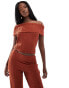 Фото #1 товара ASOS DESIGN co-ord crochet bardot fold over top in rust