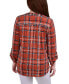 ფოტო #2 პროდუქტის Petite Plaid Y Neck Top