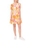 Women's Floral-Print Seamed Button-Front Dress