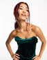 Bardot velvet mini dress in forest green