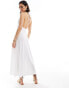 ASOS DESIGN halter midi dress with button front in white