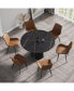 Фото #1 товара 53.15" Modern Artificial Stone Round Black Carbon Steel Base Dining Table-Can Accommodate 6 People