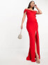 ASOS DESIGN Tall cap sleeve strappy open back bias maxi dress in red