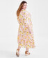ფოტო #2 პროდუქტის Plus Size Floral-Print Tiered Linen-Blend 3/4-Sleeve Dress, Created for Macy's