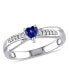 ფოტო #1 პროდუქტის Lab-Grown Sapphire (1/4 ct. t.w.) and Diamond Accent Heart Ring in Sterling Silver