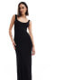 Фото #2 товара Bershka ribbed scoop neck bodycon maxi dress in black