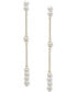ფოტო #3 პროდუქტის Cultured Freshwater Pearl (3mm) Linear Drop Earrings in 14k Gold