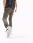 Фото #3 товара ASOS DESIGN skinny cargo cuffed trousers in khaki