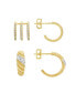 ფოტო #1 პროდუქტის Gold Plated 2-Piece C Hoop and Multi Row Hoop Earrings Set