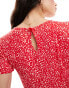 Wednesday's Girl tiered smudge spot midaxi smock dress in red and pink