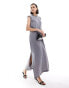 ASOS DESIGN sleeveless shoulder Pad T-shirt midi Dress in grey