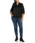 ფოტო #4 პროდუქტის Plus Size Tie Front Long Sleeve Blouse