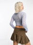 Фото #5 товара COLLUSION knitted lace trim crop top in blue