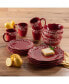 Фото #1 товара Посуда для ужина American Atelier белая с красным гирляндой и омелой из керамики, 16 предметов