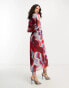 & Other Stories mesh midi dress in red print