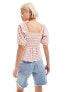 Lipsy sweetheart neckline woven top in pink gingham