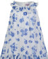 ფოტო #5 პროდუქტის Baby Girls Ruffle-Trim White Blue Swing Dress Sun Hat