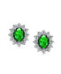 ფოტო #4 პროდუქტის Traditional Classic Bridal Simulated Gemstones Cubic Zirconia AAA CZ Halo Crown Oval Stud Clip On Earrings For Women Wedding Non Pierced Ears