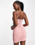 Фото #4 товара Rare London ruched mini dress with diamante straps in pink
