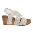 Corkys Guilty Pleasure Snake Studded Perforated Wedge Strappy Womens Off White