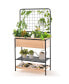 Фото #1 товара 59" Raised Wooden Garden Bed with Metal Trellis Open Storage Shelves Drain Holes