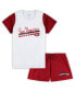 ფოტო #2 პროდუქტის Women's White, Scarlet San Francisco 49ers Plus Size Downfield T-shirt and Shorts Sleep Set