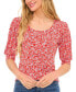 Фото #1 товара Women's Scoop-Neck Short-Shirred-Sleeve Knit Top