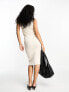 Фото #4 товара Selected Femme v neck sleeveless knitted midi dress in cream