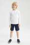 Фото #3 товара Футболка defacto Long-Sleeve Bicycle Collar Boy White Top