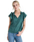 Women's Ruffle-Trim Split-Neck Top