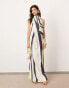 Фото #3 товара ASOS EDITION high cowl neck maxi dress with open back in scarf stripe print