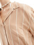 Esmee long sleeve oversized stripe beach shirt co-ord in beige and white Beige and White, 34 - фото #3