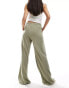 Фото #3 товара Stradivarius linen look pull on trouser in khaki