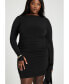 Фото #2 товара Plus Size Side Ruffle Mini Dress - 14, Black Onyx
