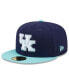 Головной убор бейсболка New Era мужская синяя с логотипом Kentucky Wildcats 59FIFTY Navy, Light Blue, 7 1/8 - фото #2