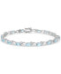 ფოტო #1 პროდუქტის Aquamarine (5 ct. tw.) & Diamond (1/20 ct. t.w.) Link Bracelet in Sterling Silver