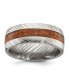 ფოტო #1 პროდუქტის Damascus Steel Polished with Sapele Wood Inlay 8mm Band Ring