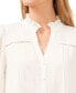 Фото #3 товара Women's Lace Trimmed Pintuck 3/4-Sleeve Button Front Blouse
