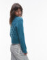 Topshop knitted cable stitch jumper in teal синевато-зеленый, S - EU 36-38 - фото #6