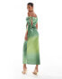 Фото #4 товара ASOS DESIGN sequin twisted drape midi dress in green ombre