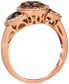 ფოტო #2 პროდუქტის Chocolate Diamond & Nude Diamond Halo Cluster Ring (5/8 ct. t.w.) in 14k Rose Gold
