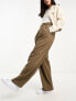 Urban Revivo wide leg pleated trousers in stone