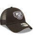 Фото #4 товара Men's Black Brooklyn Nets Team Logo Patch 9FORTY Trucker Snapback Hat