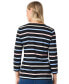 ფოტო #6 პროდუქტის Petite Striped Button-Shoulder Cotton Top